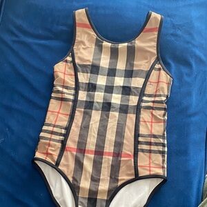 Burberry Beige and Black Plaid Swimsuit